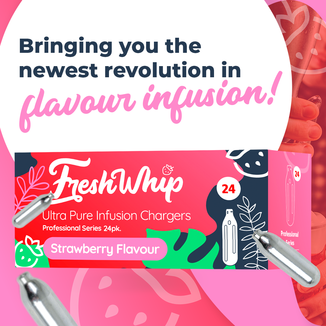 FreshWhip STRAWBERRY - 50 packs - 8.2g N2O Cream Chargers SUPER SALE