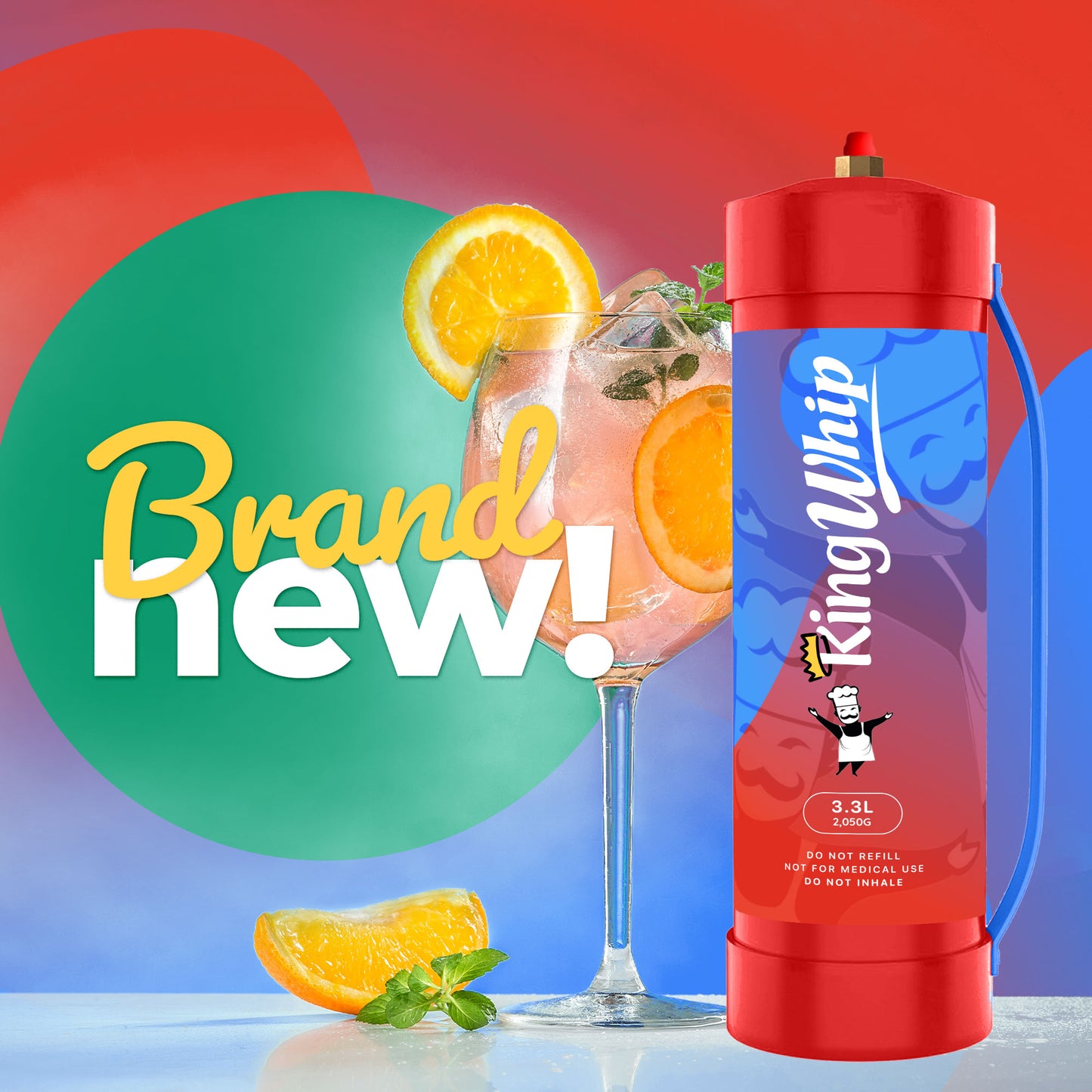 KingWhip Whipped Cream Chargers, 3.3 Liters (2 kg) N2O Cylinder 20%OFF