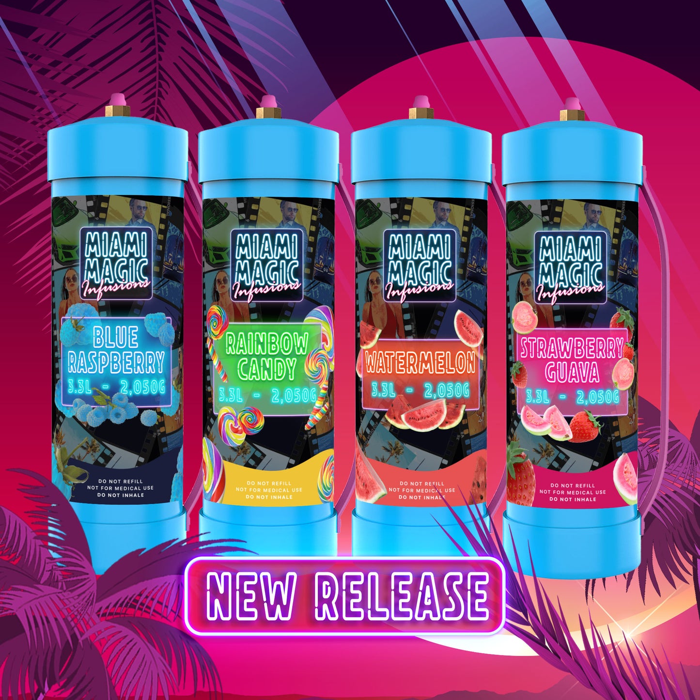 Miami Magic 2050g/ 3.3L Flavored N2O Cream Charger Cylinder