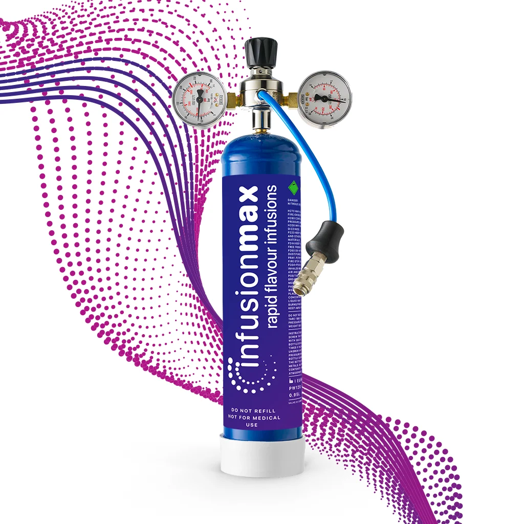 InfusionMax 580g N2O cylinder with pressure regulator
