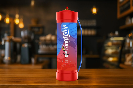 KingWhip nitrous oxide canister supporting efficient whipped cream preparation in commercial kitchens