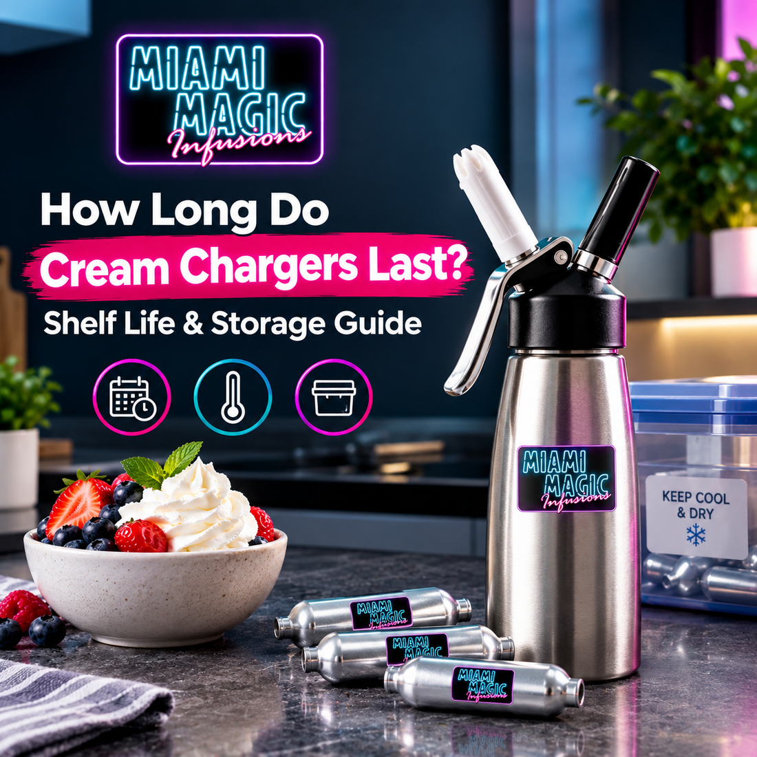 Miami Magic cream chargers shelf life and storage guide