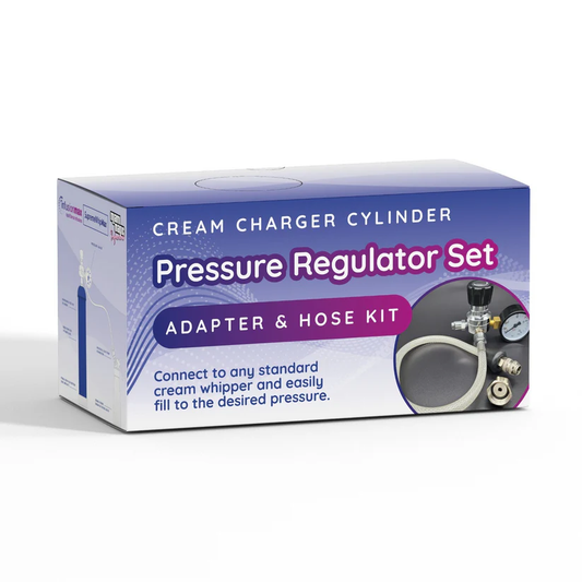 MiamiMagic Cream Charger Pressure Regulator Set adapter and hose kit for professional and home whipped cream applications.