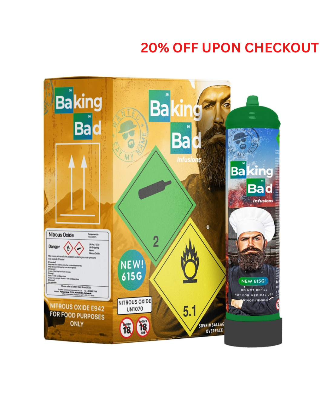 Baking Bad 615g Nitrous Oxide (N2O) Canister