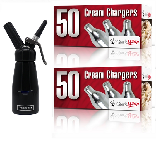 Quickwhip cream charger starter pack with Supremewhip dispenser